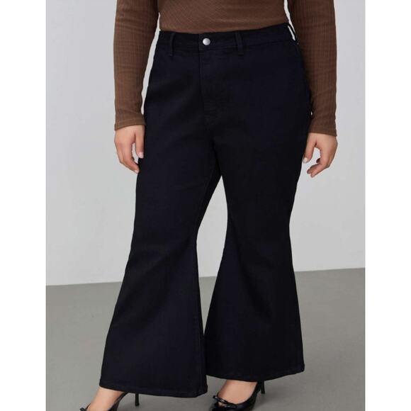 NWT CIDER High Stretch Denim High Waist Stretch Flared Jeans Size L - Picture 7 of 9